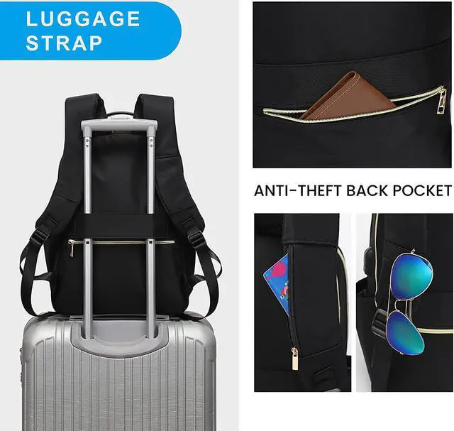 Alt view image 6 of 7 - Modoker Vintage Canvas Backpack with USB Port, Fits 15.6 Inch Laptop | Eco-friendly canvas backpack with durable construction. Comfortable straps for travel, work, or daily use.
