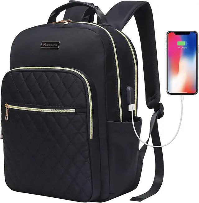 Main image of Modoker Vintage Canvas Backpack with USB Port, Fits 15.6 Inch Laptop | Eco-friendly canvas backpack with durable construction. Comfortable straps for travel, work, or daily use.