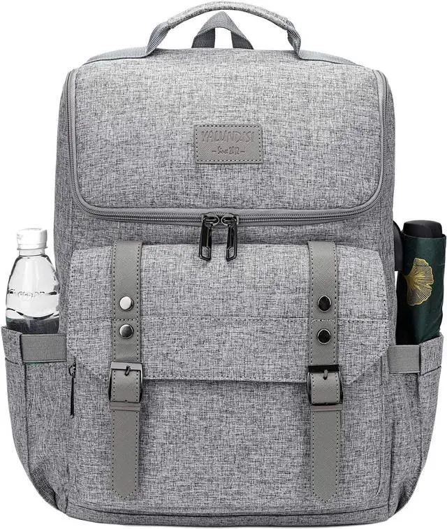 Alt view image 2 of 6 - YALUNDISI Vintage Backpack Travel Laptop Backpack with usb Charging Port for Women & Men College Backpack Fits 15.6 Inch Laptop Grey