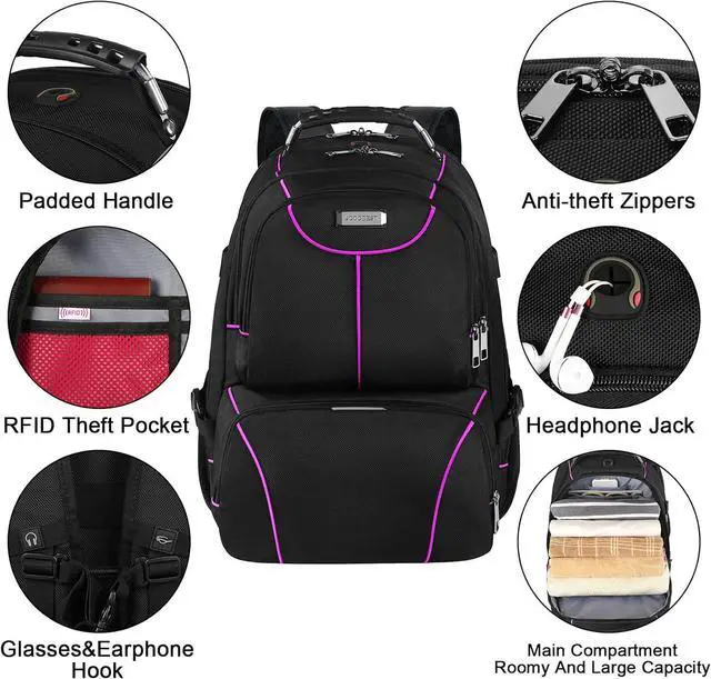 Alt view image 2 of 6 - VECKUSON Laptop Backpack, 15.6 Inches, Purple, Unisex