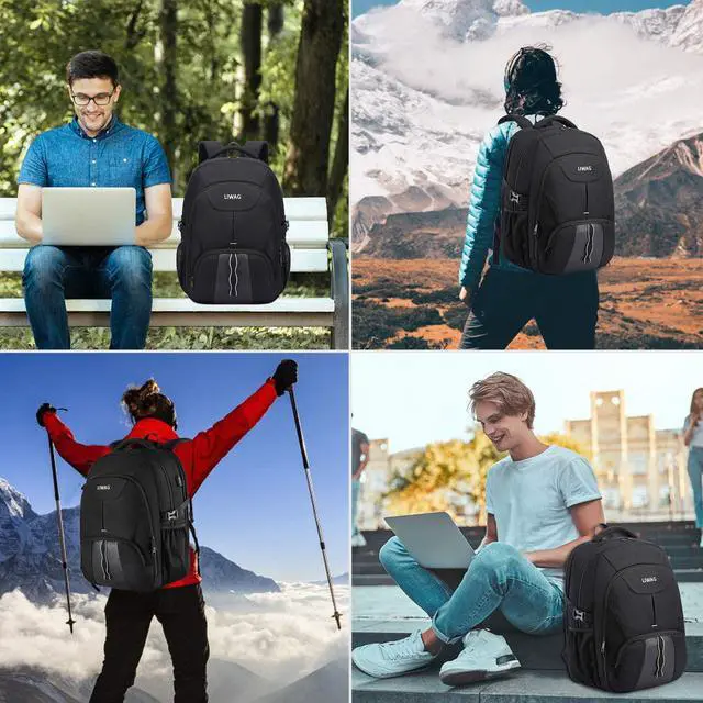 Alt view image 7 of 7 - Extra Large Backpack for Men 50L,Water Resistant 17.3 inch Travel Laptop Backpack with USB Charging Port,TSA Friendly Big Business Anti Theft Computer Bag Work College School Bookbags Gifts,Black