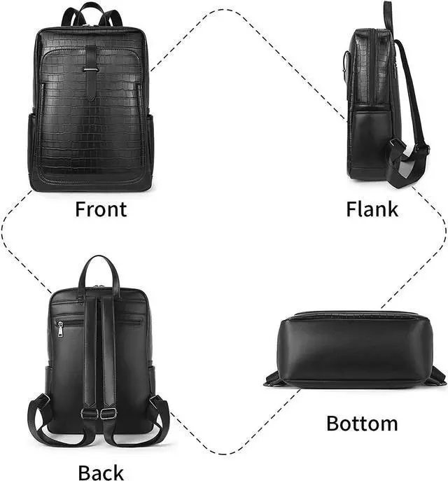 Alt view image 5 of 6 - BROMEN Leather Laptop Backpack for Women 15.6 inch Computer Backpack College Travel Daypack Bag Plaid