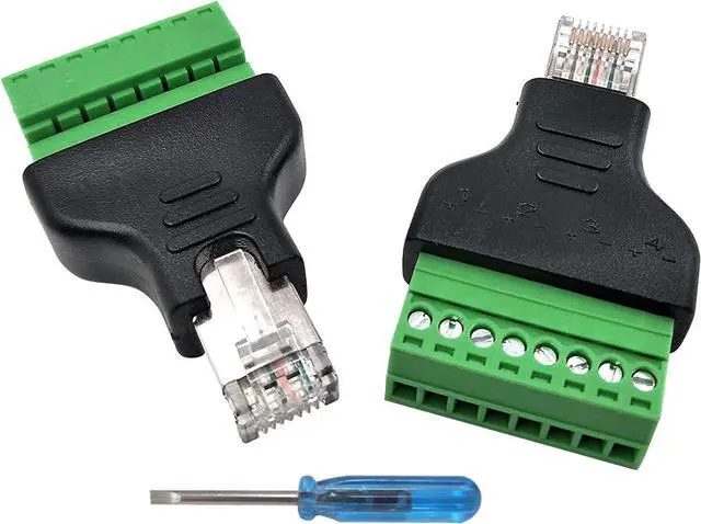 Main image of Poyiccot RJ45 Screw Terminal Adapter/Network RJ45 Ethernet Adapter, RJ45 Breakout Board / 8p8c Male to 8 Pin AV Terminal Screw Adapter Converter Block Plug for CCTV, Cat5, Cat6 (2pack)