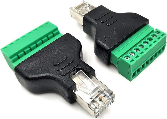 Alt view image 2 of 6 - Poyiccot RJ45 Screw Terminal Adapter/Network RJ45 Ethernet Adapter, RJ45 Breakout Board / 8p8c Male to 8 Pin AV Terminal Screw Adapter Converter Block Plug for CCTV, Cat5, Cat6 (2pack)