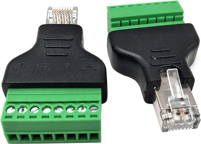 Alt view image 3 of 6 - Poyiccot RJ45 Screw Terminal Adapter/Network RJ45 Ethernet Adapter, RJ45 Breakout Board / 8p8c Male to 8 Pin AV Terminal Screw Adapter Converter Block Plug for CCTV, Cat5, Cat6 (2pack)
