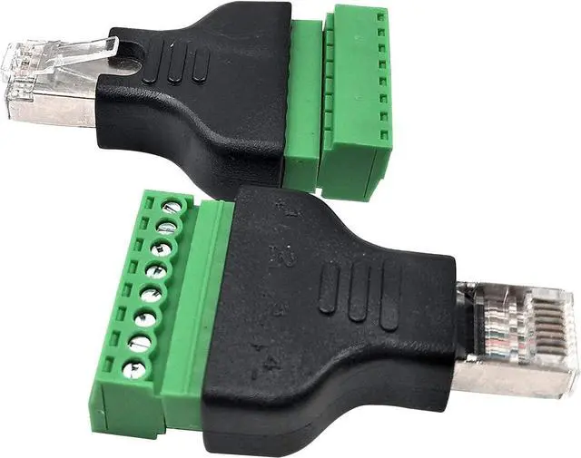 Alt view image 4 of 6 - Poyiccot RJ45 Screw Terminal Adapter/Network RJ45 Ethernet Adapter, RJ45 Breakout Board / 8p8c Male to 8 Pin AV Terminal Screw Adapter Converter Block Plug for CCTV, Cat5, Cat6 (2pack)