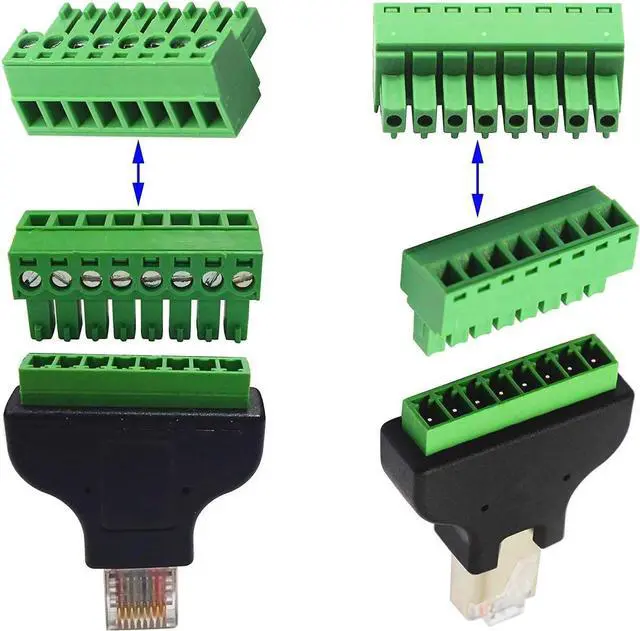 Alt view image 6 of 6 - Poyiccot RJ45 Screw Terminal Adapter/Network RJ45 Ethernet Adapter, RJ45 Breakout Board / 8p8c Male to 8 Pin AV Terminal Screw Adapter Converter Block Plug for CCTV, Cat5, Cat6 (2pack)
