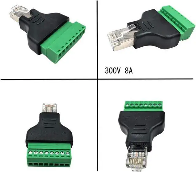 Alt view image 5 of 6 - Poyiccot RJ45 Screw Terminal Adapter/Network RJ45 Ethernet Adapter, RJ45 Breakout Board / 8p8c Male to 8 Pin AV Terminal Screw Adapter Converter Block Plug for CCTV, Cat5, Cat6 (2pack)