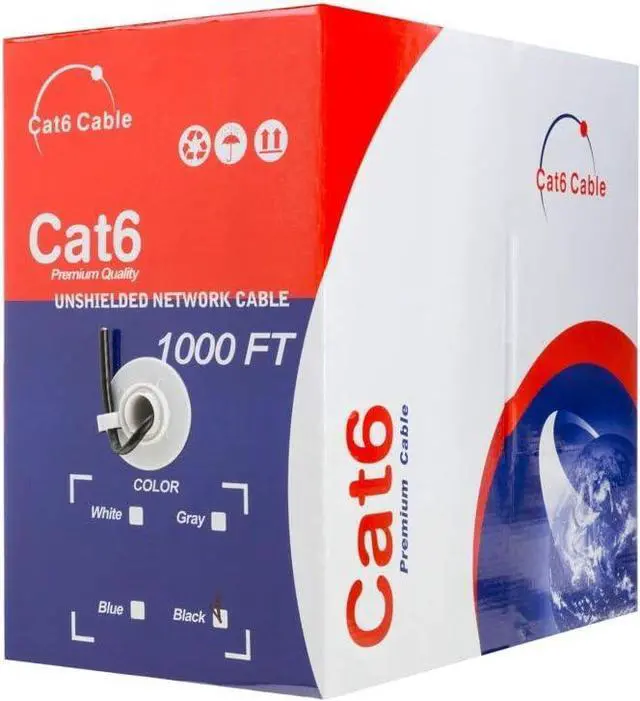 Alt view image 4 of 4 - Satmaximum CAT6 1000ft UTP Black Ethernet Solid Cable 550Mhz LAN Cable 23AWG RJ45 Network Wire Bulk (Black)