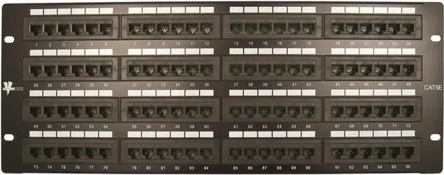 Main image of Vertical Cable Cat5e 96 Port 19" Horizontal Rackmount 4U Patch Panel