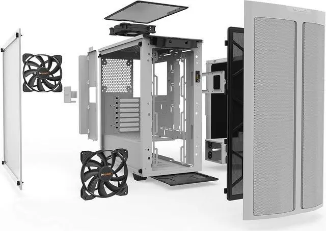 Alt view image 10 of 10 - be quiet! Pure Base 500DX ATX Mid Tower PC case | ARGB | 3 Pre-Installed Pure Wings 2 Fans | Tempered Glass Window | White