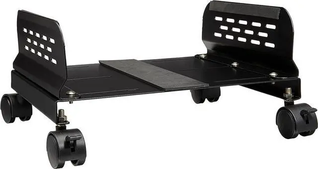 Main image of IO Crest Mobile Desktop Tower Computer Metal Floor Stand Rolling Caster Wheels with Tall Support Walls and Adjustable Width from 5" to 13"