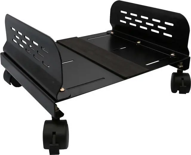 Alt view image 4 of 7 - IO Crest Mobile Desktop Tower Computer Metal Floor Stand Rolling Caster Wheels with Tall Support Walls and Adjustable Width from 5" to 13"