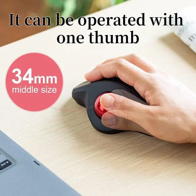 Alt view image 6 of 7 - SANWA Wired Ergonomic Trackball Mouse, Optical Vertical Rollerball Mice, Silent Buttons, 34mm Trackball, 600/800/1200/1600 Adjustable DPI, Compatible with MacBook, Laptop, Computer, Windows, macOS