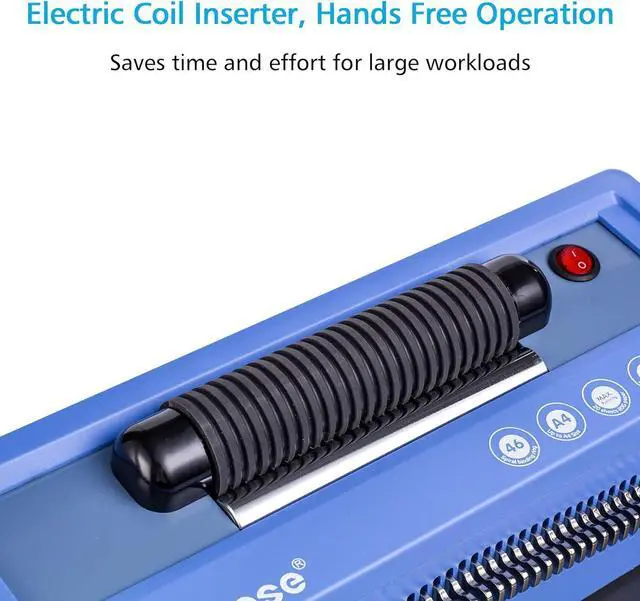 Alt view image 2 of 7 - Spiral Coil Binding Machine, Manual Book Maker Punch Binder with Electric Coil Inserter, Disengaging pins, Adjustable Side Margin, Comes with 100pcs 5/16'' Plastic Coil Binding Spines & Plier