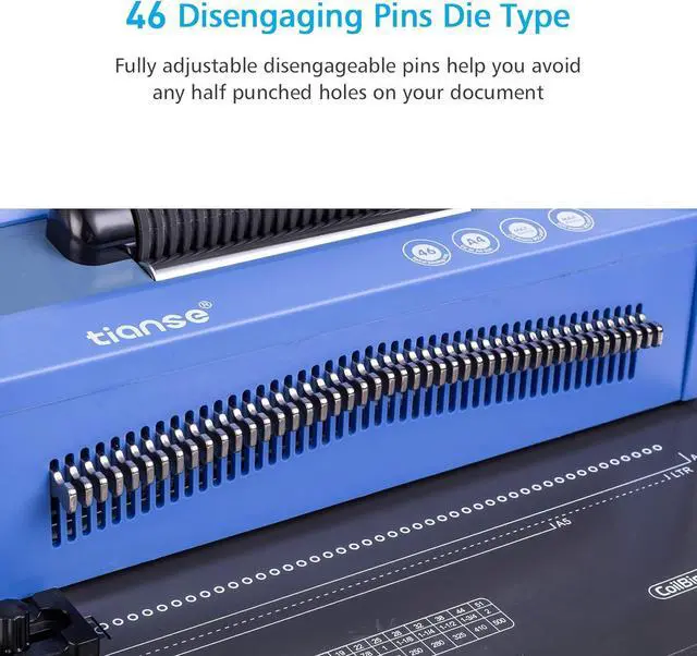 Alt view image 3 of 7 - Spiral Coil Binding Machine, Manual Book Maker Punch Binder with Electric Coil Inserter, Disengaging pins, Adjustable Side Margin, Comes with 100pcs 5/16'' Plastic Coil Binding Spines & Plier