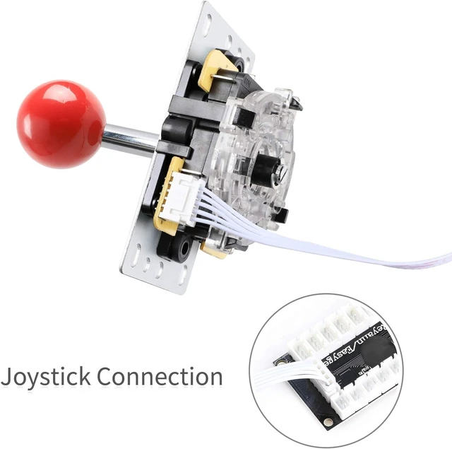 Alt view image 4 of 7 - Arcade DIY Kit: 2x Zero Delay USB Encoder + 2x 8-Way Joystick + 20x LED Push Buttons for MAME/JAMMA Projects, Red & Blue