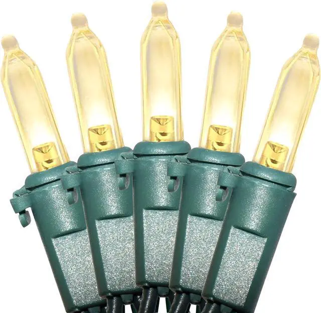 Main image of Christmas LED Lights 100 Warm White String Lights for Indoor and Outdoor Decorative Use, Holiday and Tree Decor, Patio Hanging Lighting Decorations, Green Wire, 26.9 Ft, UL Certified