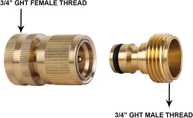 Alt view image 6 of 7 - Garden Hose Quick Connect Solid Brass Hose Quick Fitting Easy For Garden Watering No-Leak 3/4 inch GHT (4 Sets)