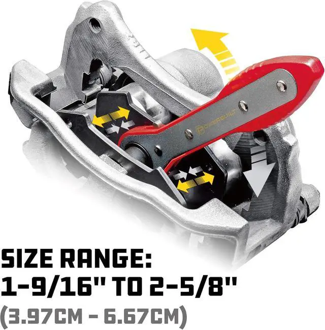 Alt view image 4 of 6 - Ratcheting Caliper Piston Tool Set, Brake Caliper Press, Size Range:1-1/2 to 2-5/8, Includes 2 Sets of Push Plates - 647861