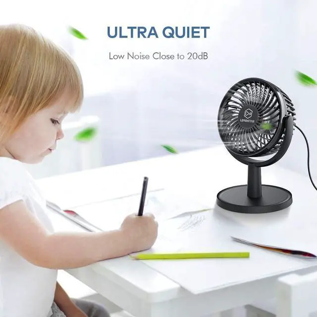 Alt view image 4 of 7 - Mini Desk Fan, USB Powered Desktop Fan with 4 Speeds, Small but Powerful Strong Airflow Work Quiet, 310° Adjustment, Portable Personal Air Circulator Fan for DesktopTable Office Bedroom-Black