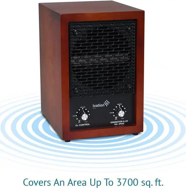 Alt view image 6 of 7 - Ivation 5-in-1 HEPA Air Purifier & Ozone Generator, Ionizer & Deodorizer for Up to 3,700 Sq/Ft  Included HEPA, Carbon and Photocatalytic Filters, with UV Light and Negative Ion Generator