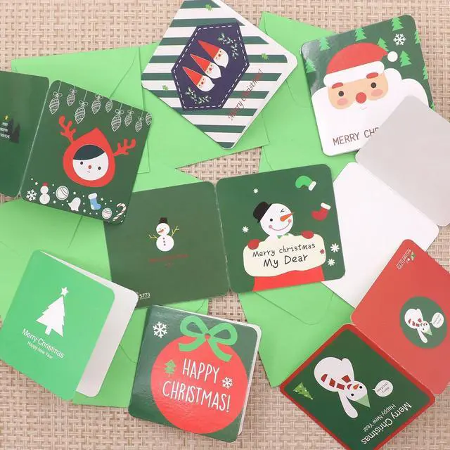 Alt view image 2 of 4 - Rayker 24 Pack RQKER Mini Christmas Greeting Cards & Envelopes, Cute Stweety Small Size 3 x 3" Merry Christmas Greeting Cards Festival Colors (Pack of 24)