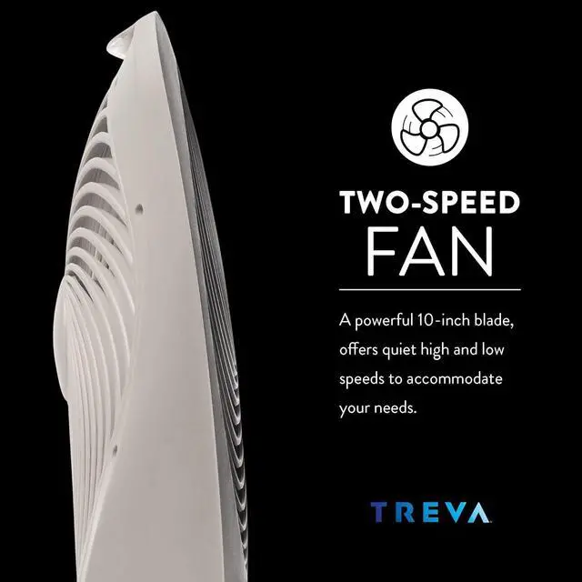 Alt view image 6 of 7 - Treva 10-Inch Portable Desktop Air Circulation Battery Fan - 2 Cooling Speeds