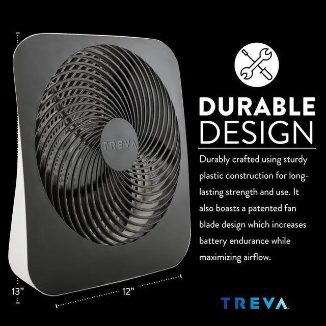 Alt view image 5 of 7 - Treva 10-Inch Portable Desktop Air Circulation Battery Fan - 2 Cooling Speeds