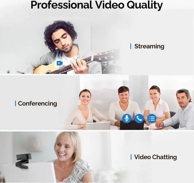 Alt view image 5 of 7 - HD Webcam 1080P with Microphone & Cover Slide, 928A Pro USB Computer Web Camera Video Cam for Streaming Gaming Conferencing Mac Windows PC Laptop Desktop