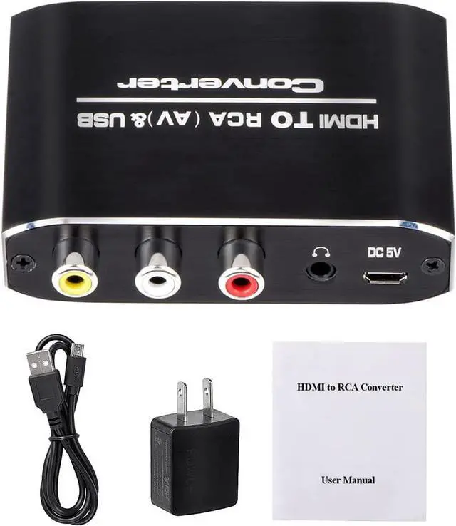 Alt view image 6 of 6 - HDMI to RCA Converter 1080P HDMI to AV 3RCA CVBs Composite Video 3.5mm Aux Audio Adapter Supports PAL/NTSC for TV Stick PS3 PC Laptop Xbox HDTV DVD (BlackAluminum Alloy Material)