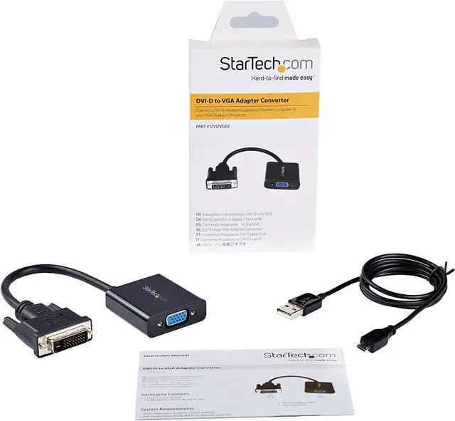 Alt view image 2 of 4 - Pro-trade.com DVI-D to VGA Active Adapter Converter Cable - 1080p - DVI to VGA Converter Box (DVI2VGAE), Black