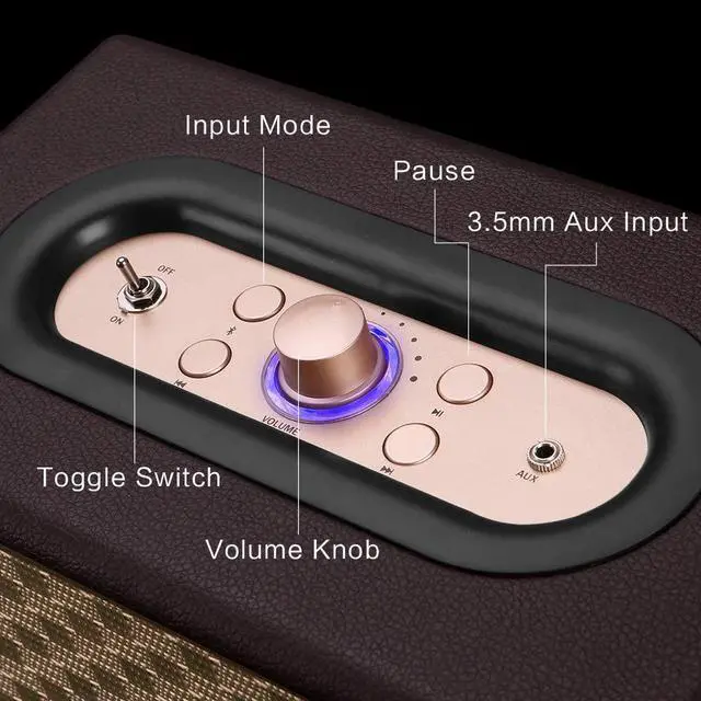 Alt view image 5 of 7 - Upgraded, Vintage Desktop Speakers, Bass Enhanced Technology, Retro Speaker for Record Player, Smartphone, PC, Laptop, Tablet and Projector, Wireless and 3.5mm Aux Input