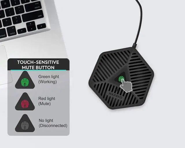 Alt view image 3 of 6 - Conference USB Microphone, 360° Omnidirectional Computer Mic with Mute Button for Video Conference, Recording, Skype, Online Class, Plug & Play Compatible with Windows/macOS/PC/Laptop(JV808)