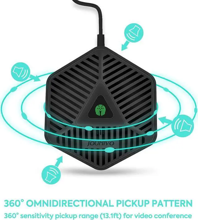 Alt view image 4 of 6 - Conference USB Microphone, 360° Omnidirectional Computer Mic with Mute Button for Video Conference, Recording, Skype, Online Class, Plug & Play Compatible with Windows/macOS/PC/Laptop(JV808)