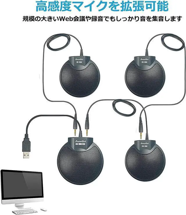 Alt view image 3 of 7 - Sound Tech CM-1000USB Table Top Conference Meeting Microphone with Omni-Directional Stereo USB