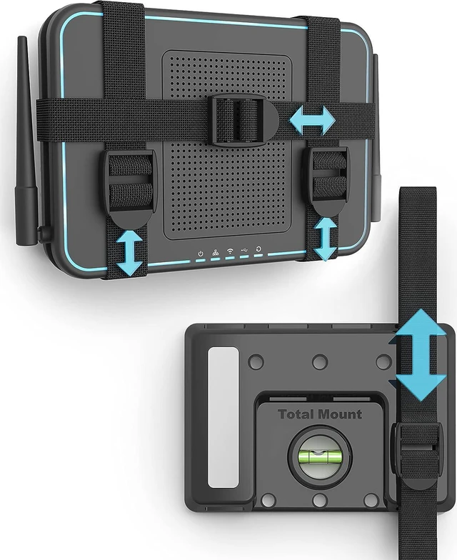 Main image of TotalMount Universal Mount for Electronics Adjustable Wall Mount for Your Router, Wireless System, Cable Modem, DVR, Xbox, Playstation, and More (Professional Shelf Black)