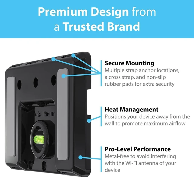 Alt view image 5 of 6 - TotalMount Universal Mount for Electronics Adjustable Wall Mount for Your Router, Wireless System, Cable Modem, DVR, Xbox, Playstation, and More (Professional Shelf Black)