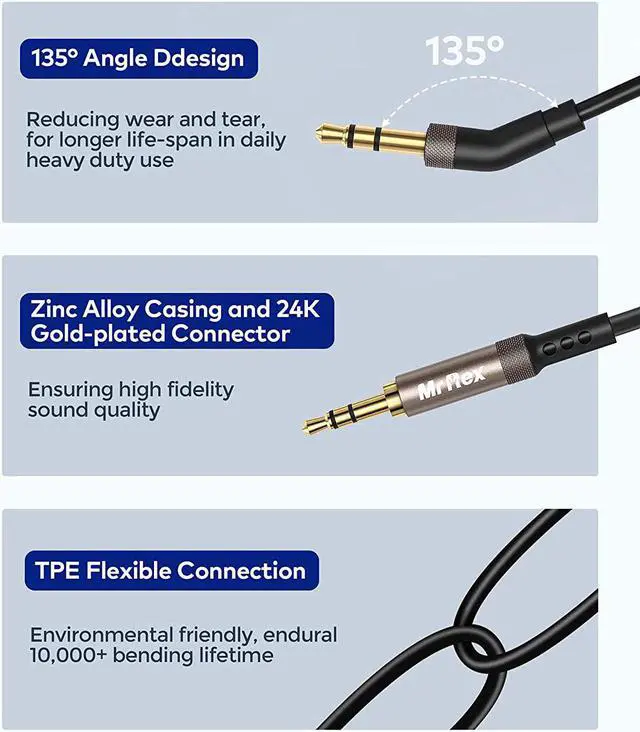 Alt view image 3 of 7 - 3.5mm to 2.5mm Aux Cable Cord for  700 QuietComfort Ultra QC45 QC35II QC35 QC25 Noise Cancelling Headphones JBL E45BT E55BT E65BTNC Bluetooth Earphone Audio Replacement Wire (1-Pack 5FT)