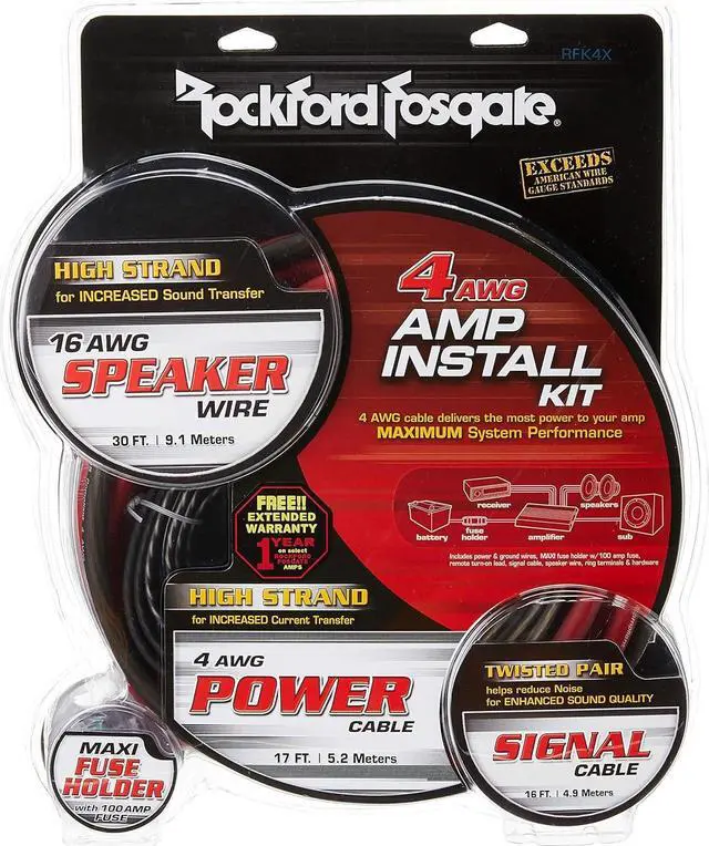 Main image of Rockford RFK4X 4 AWG Complete Amplifier Install Kit