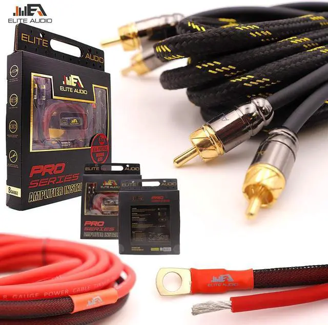 Main image of Audio EA-PROK8 Pro Amplifier Wiring Kit - 2500W Max Power, Oxygen Free Copper Cables, Brass ANL Fuse Holder, 8 Gauge