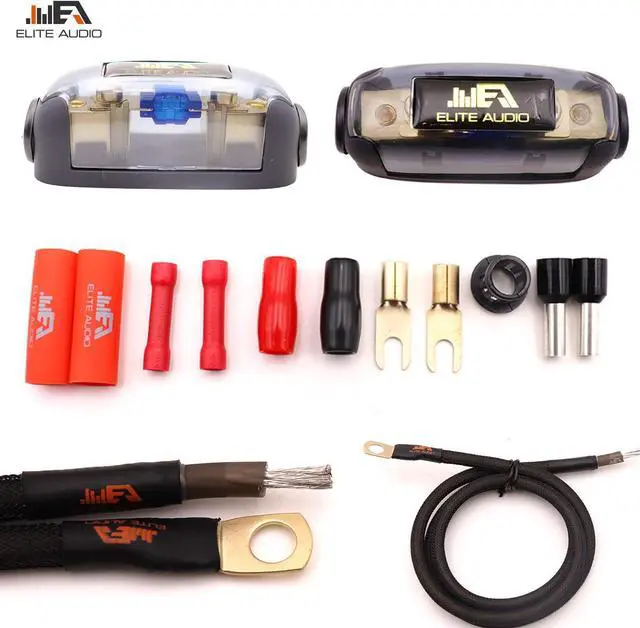 Alt view image 3 of 4 - Audio EA-PROK8 Pro Amplifier Wiring Kit - 2500W Max Power, Oxygen Free Copper Cables, Brass ANL Fuse Holder, 8 Gauge