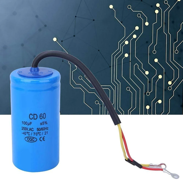 Alt view image 3 of 7 - CD60 Capacitor, 100uf ±5% 250VAC 50/60Hz Round Run Start Capacitor, for Air Conditioner or AC Motor and Fan Starting