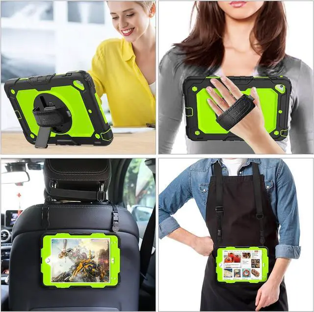 Alt view image 4 of 7 - Case for Pad Mini 5/ Mini 4, Drop-Proof Protection Case with 360 Degrees Rotating Stand [Pencil Holder] Screen Protector Hand Strap for Pad Mini 5th / 4th Generation 7.9''(Green+Black)