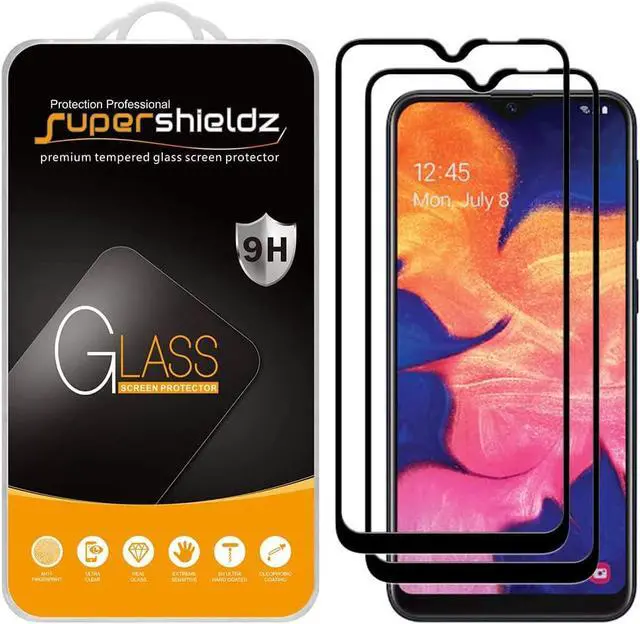 Main image of Supershieldz (2 Pack) Designed for Samsung (Galaxy A10E) Tempered Glass Screen Protector, (Full Screen Coverage) Anti Scratch, Bubble Free (Black)