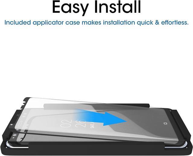 Alt view image 6 of 7 - amFilm Glass Screen Protector for Samsung Galaxy S8 Plus, 3D Curved Tempered Glass, Dot Matrix with Easy Installation Tray, Case Friendly (Black), Welcome to consult