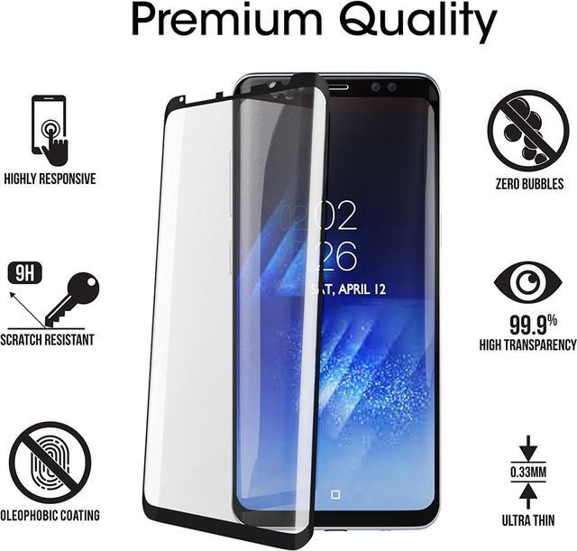 Alt view image 7 of 7 - amFilm Glass Screen Protector for Samsung Galaxy S8 Plus, 3D Curved Tempered Glass, Dot Matrix with Easy Installation Tray, Case Friendly (Black), Welcome to consult