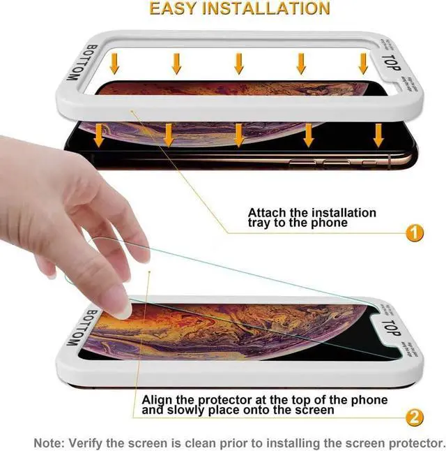 Alt view image 2 of 4 - Supershieldz (2 Pack) Designed for iPhone 11 Pro, iPhone Xs and iPhone X (5.8 inch) Tempered Glass Screen Protector with (Easy Installation Tray), Anti Scratch, Bubble Free