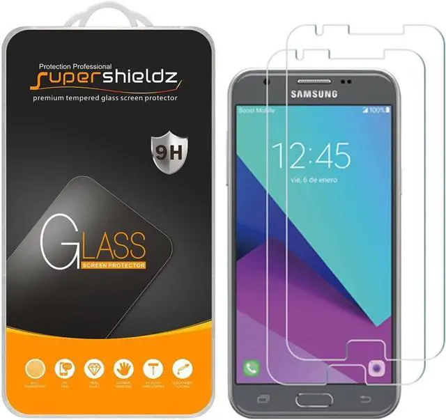 Main image of Supershieldz (2 Pack) Designed for Samsung Galaxy J3 2017 Tempered Glass Screen Protector, Anti Scratch, Bubble Free