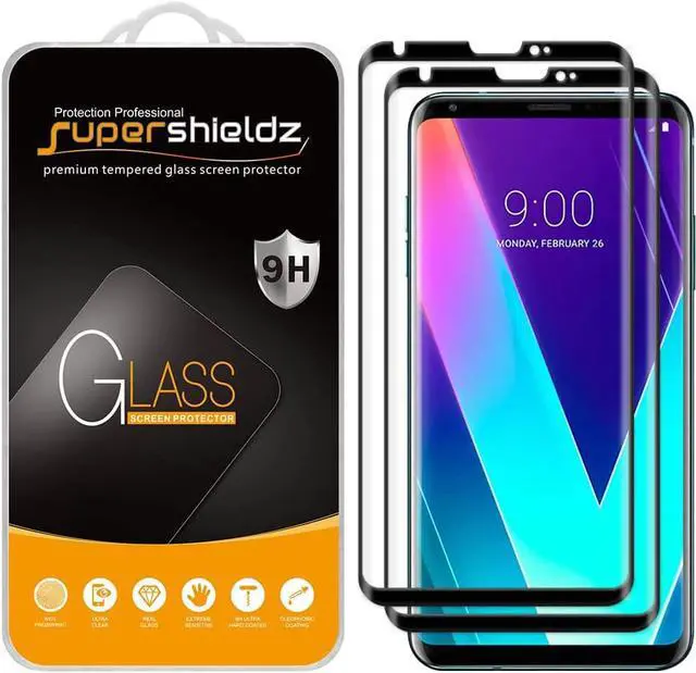 Main image of Supershieldz (2 Pack) Designed for LG V30 Tempered Glass Screen Protector, (Full Screen Coverage) (3D Curved Glass) Anti Scratch, Bubble Free (Black)